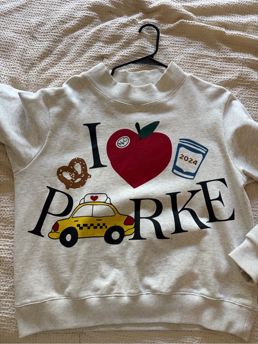 Kids Cream Graphic Sweatshirt with Red Heart and Yellow Taxi